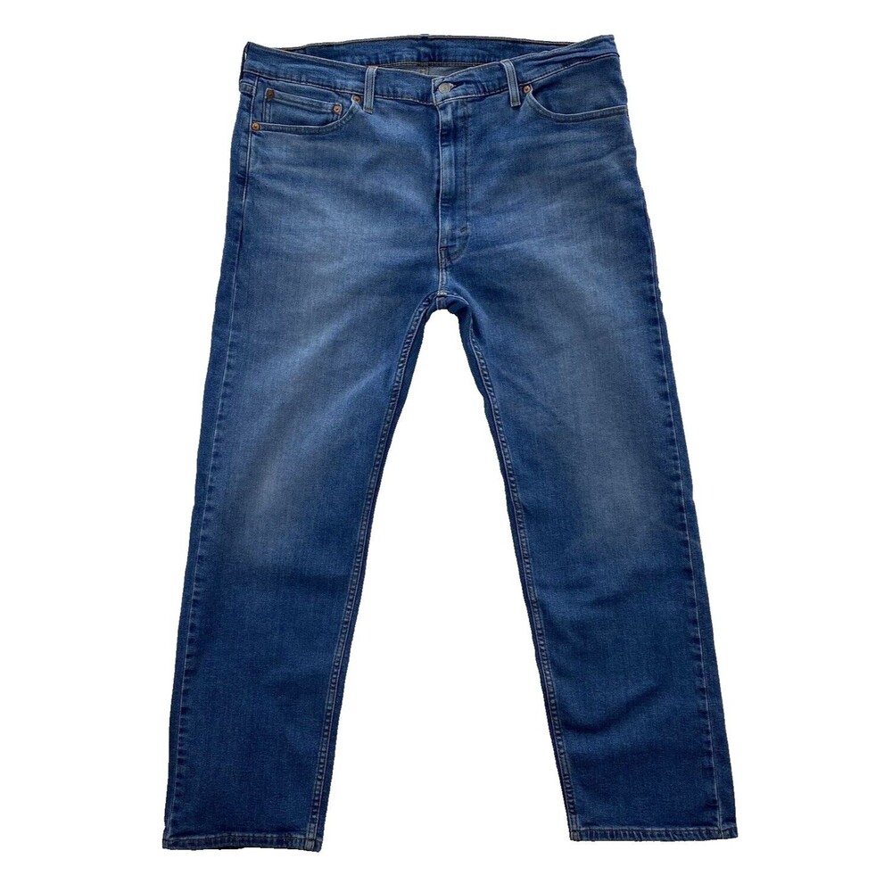 Levis Jeans Mens 42x32 Blue 505 Denim Regular Fit Straight Medium Wash American